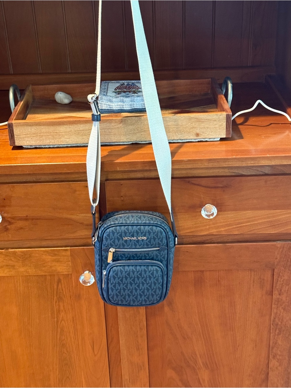 Michael Kors Blue MK Signature Crossbody Messenger Bag - Picture 4 of 6